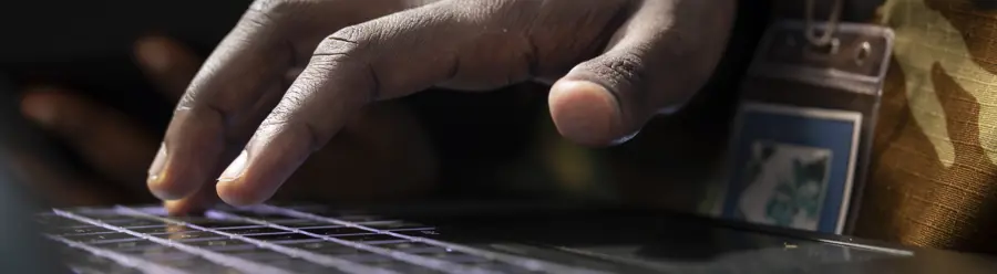 Army Personnel Operates Laptop Collect Information From Satellite Footage